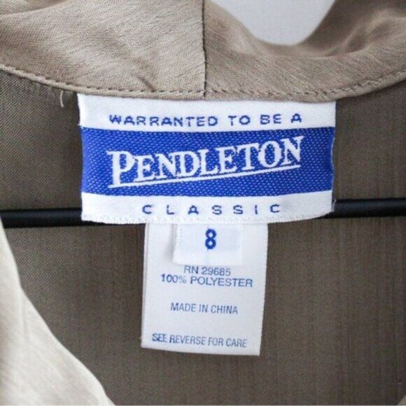 Vintage Pendleton Button Front Long Sleeve Silky Blouse Olive Green 8 - Picture 5 of 5